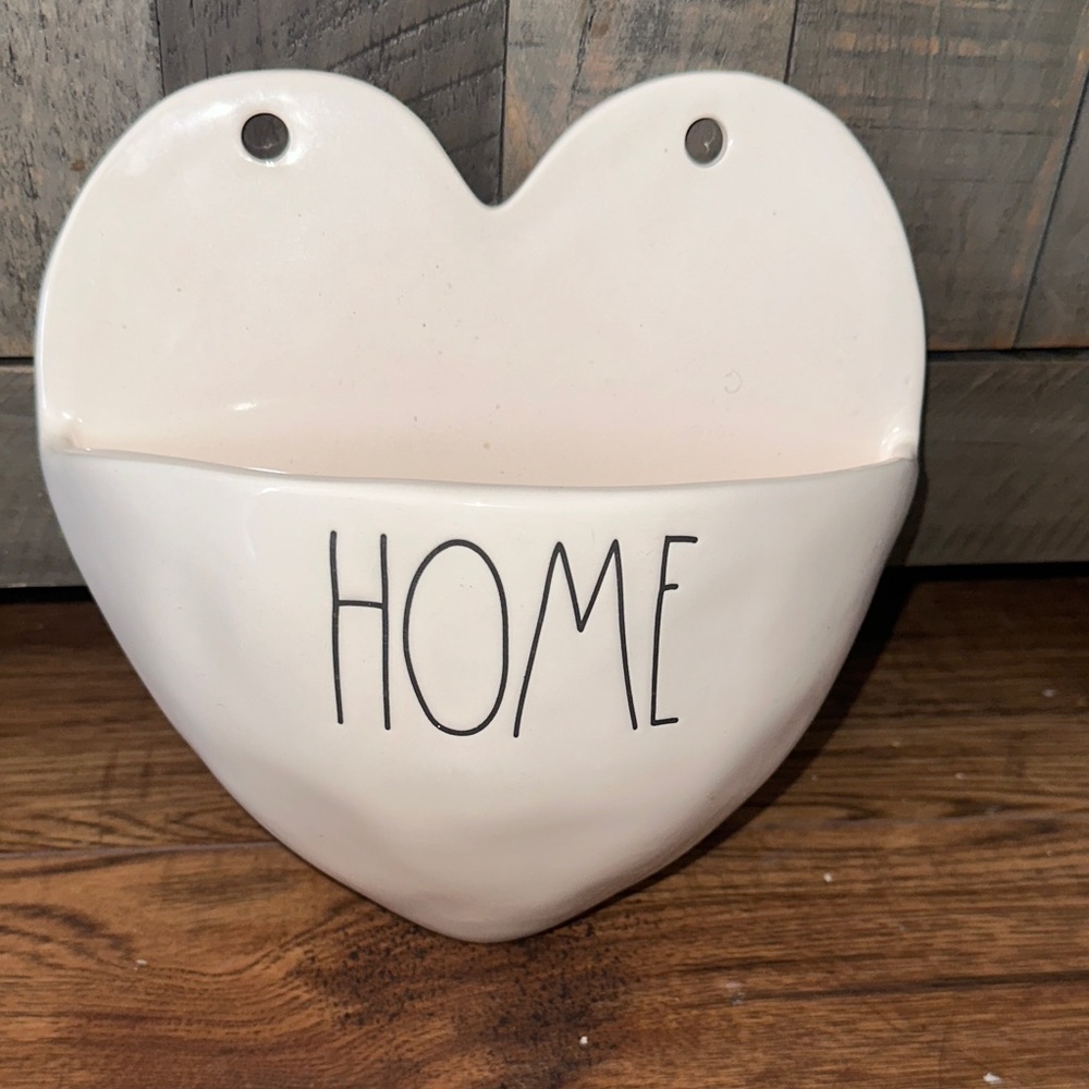 Rae Dunn Heart Shaped Wall Pocket with HOME Text